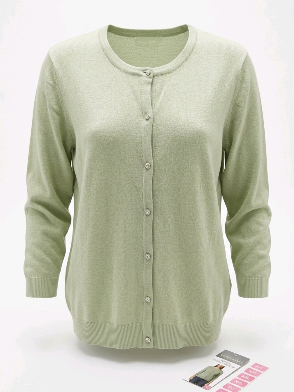 Berkley Jensen Button Front Cardigan in Light Green - XXL